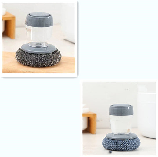 Transparent cup with gray base and lid on a wooden surface