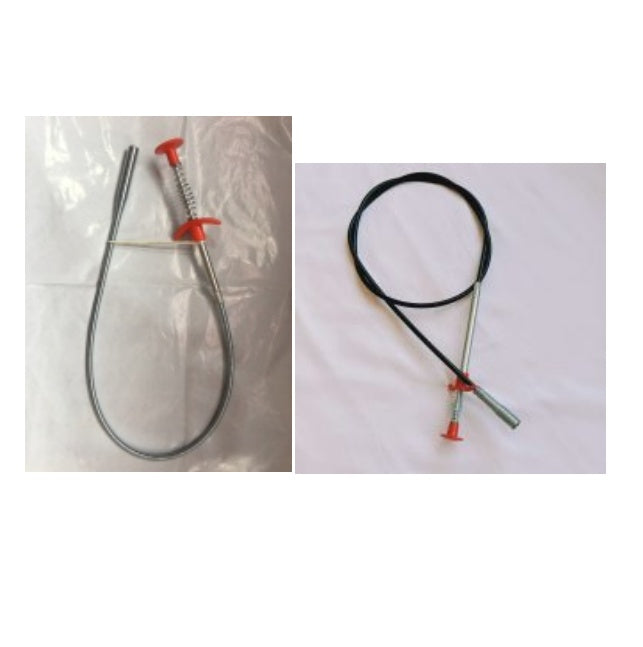 Two metal cables with red connectors on a white background
