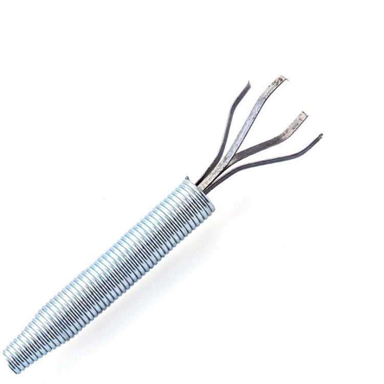 Coiled cable with blue insulation on a white background