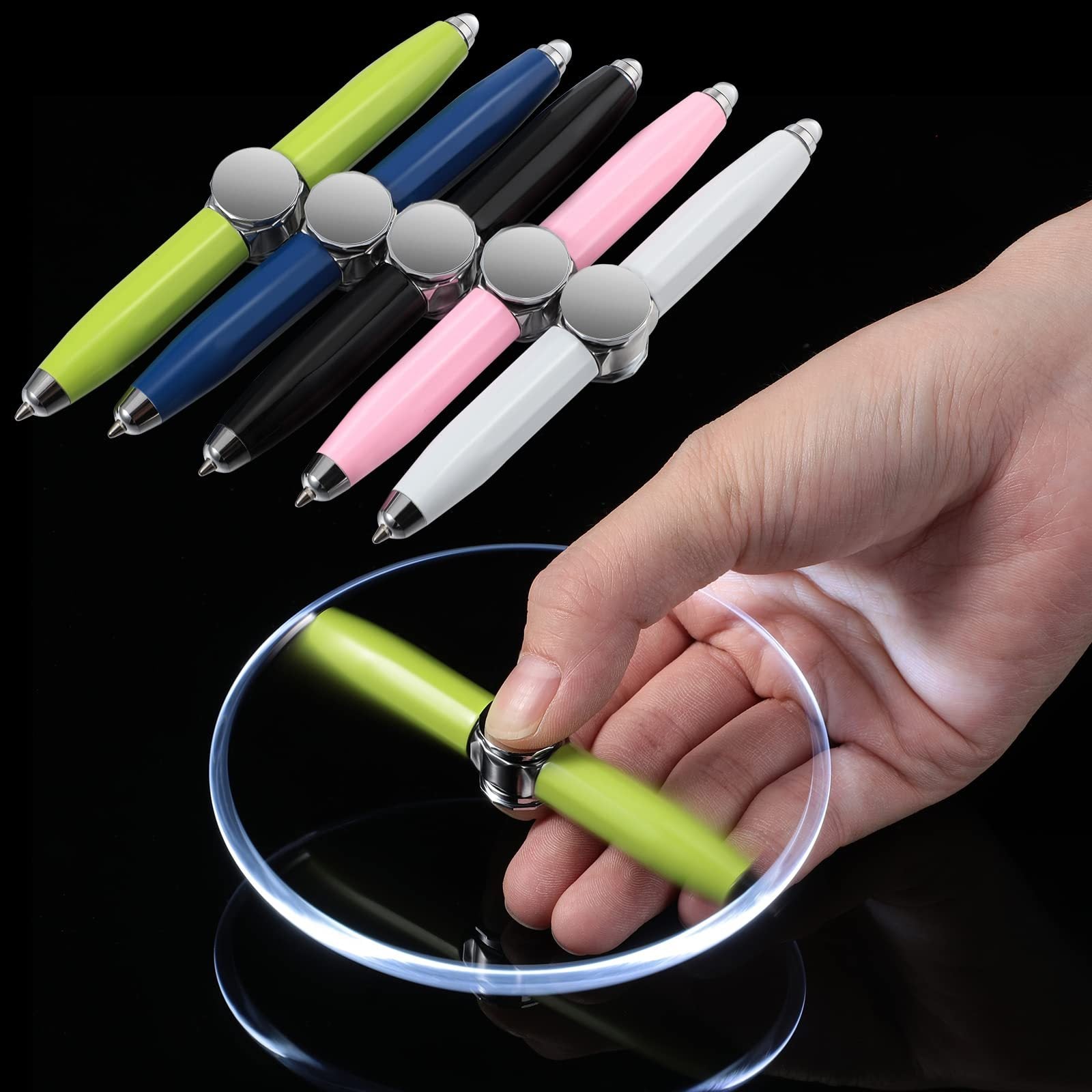 Creative Multi-Function LED Pen | Spinning Decompression Gyro Metal Ballpoint Pen for Office & School
