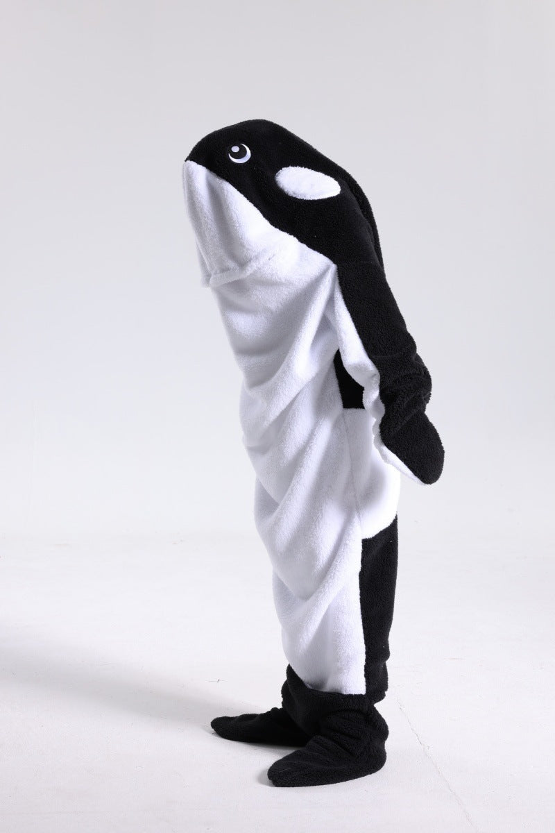 Dolphin & Shark Hooded Blanket – Soft Plush Sleeping Bag for Kids & Adults