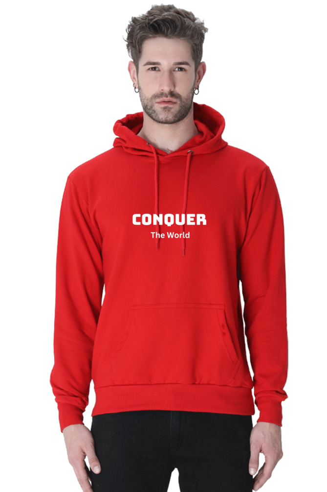 Conquer the world printed hoodies