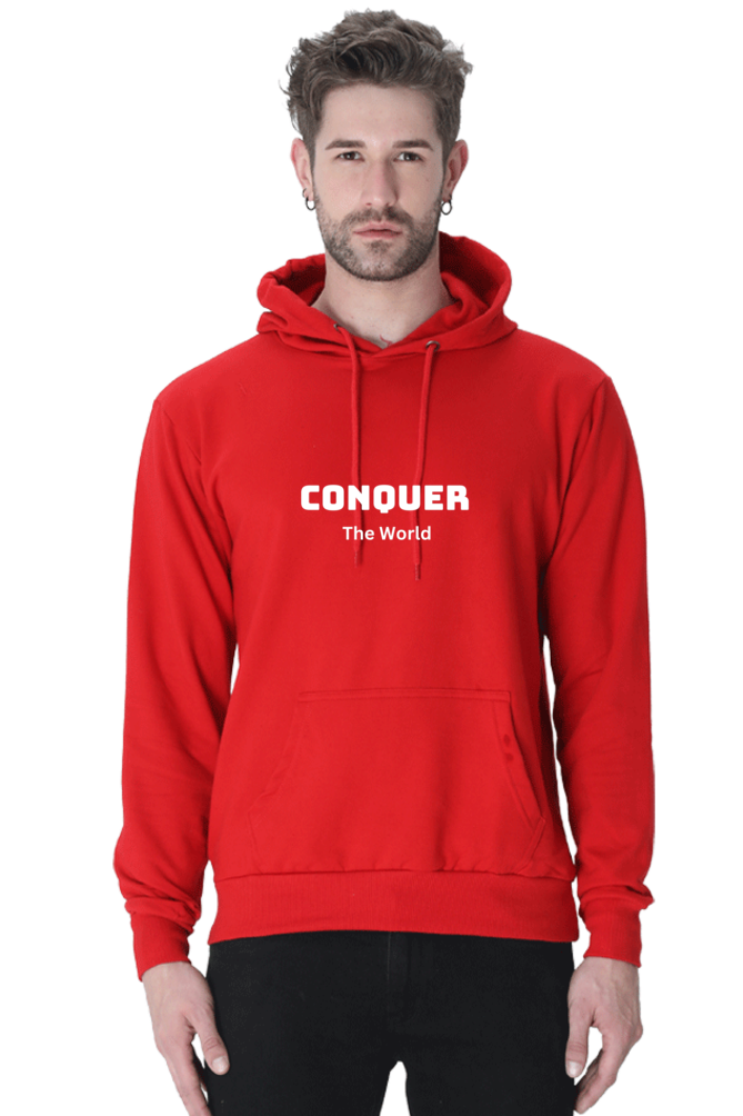 Conquer the world printed hoodies