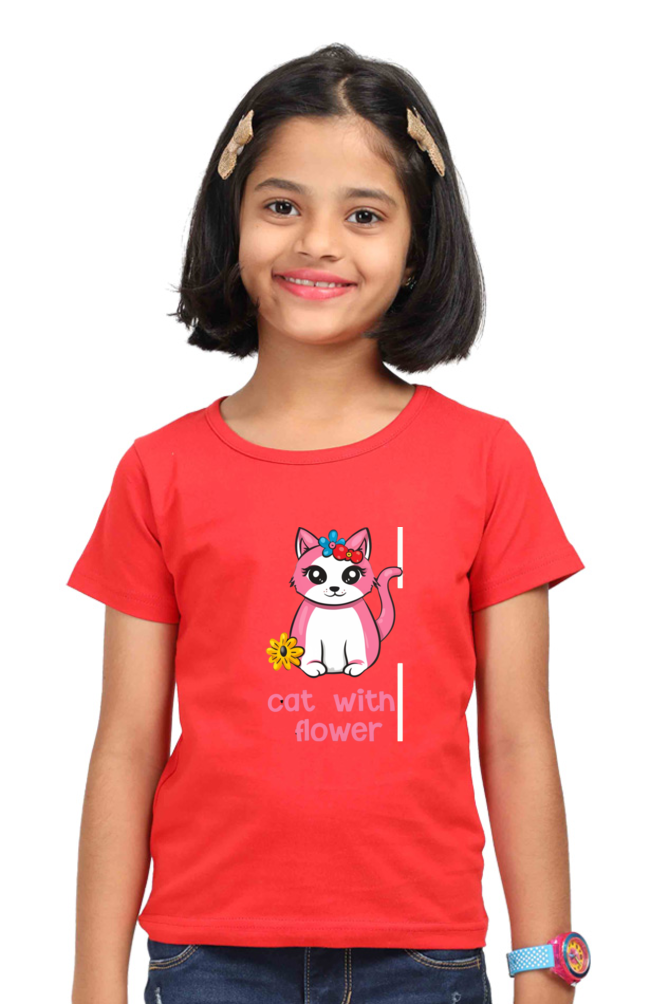 Cat Printed Cute Girls' Tops