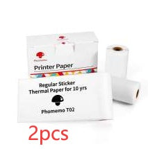 Two rolls of printer paper with a packaging label on a white background