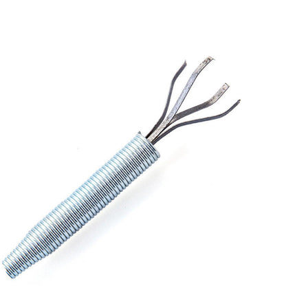 Coiled cable with blue insulation on a white background