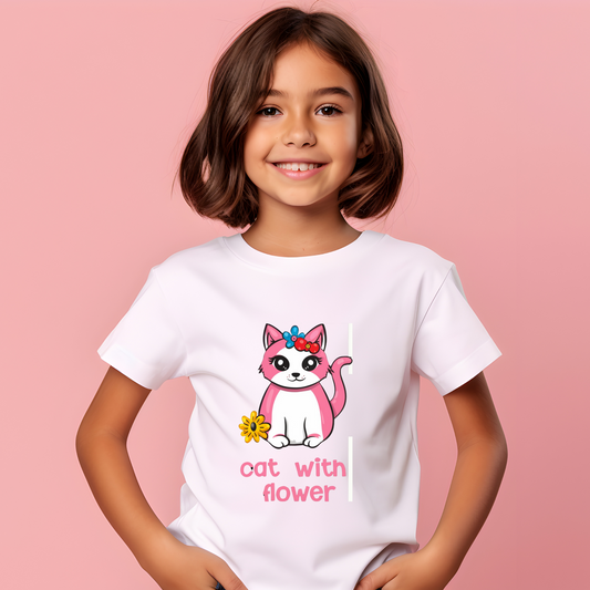 Cat Printed Cute Girls' Tops