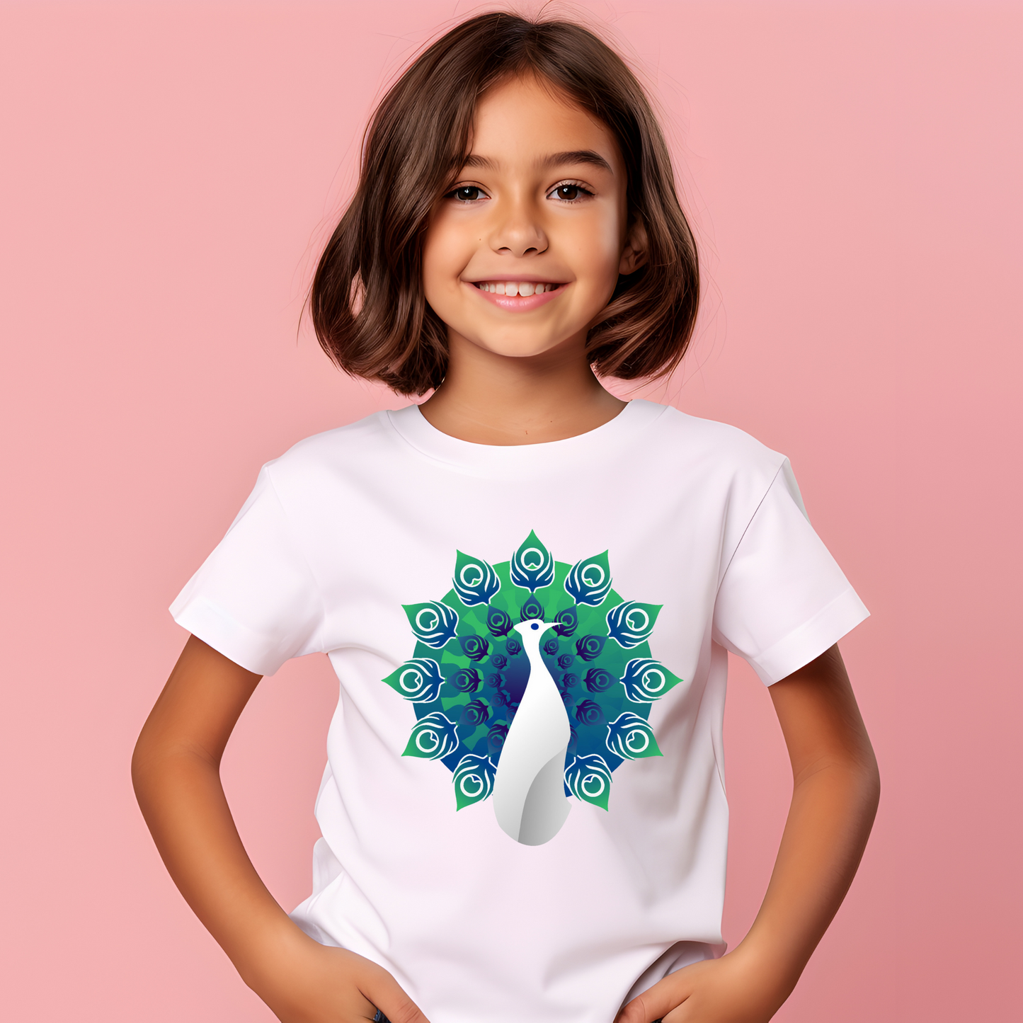 cute peacock stylish Girls Tee