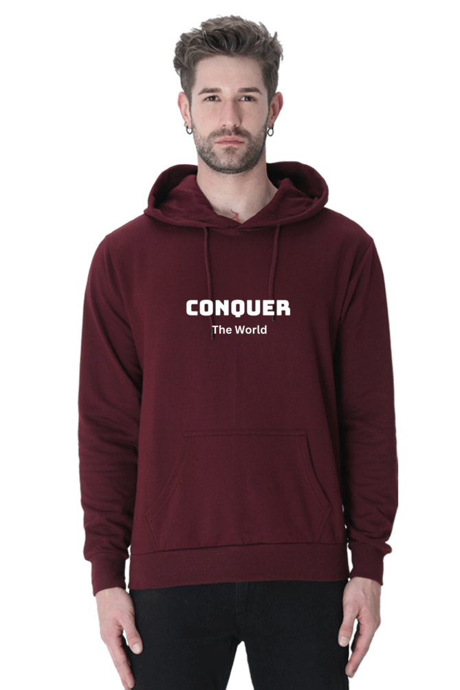 Conquer the world printed hoodies