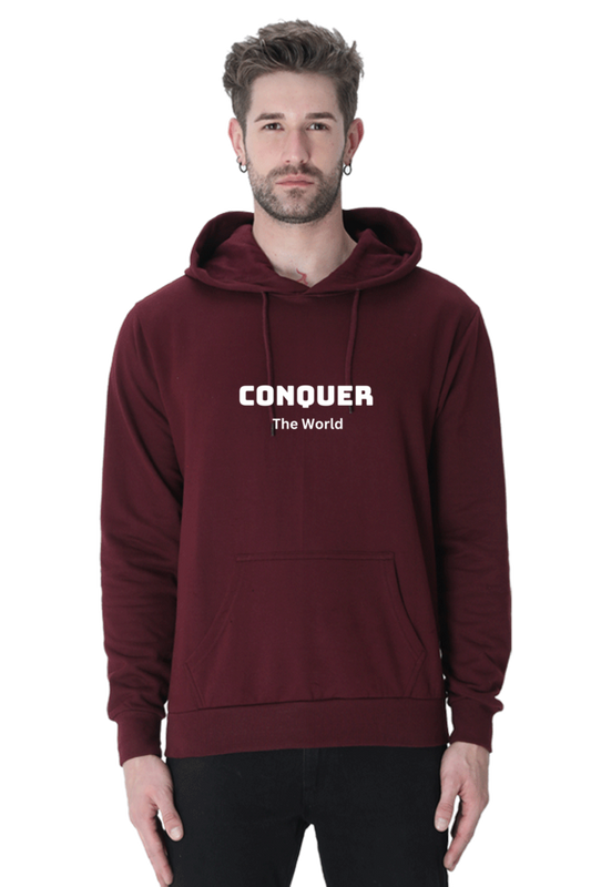 Conquer the world printed hoodies