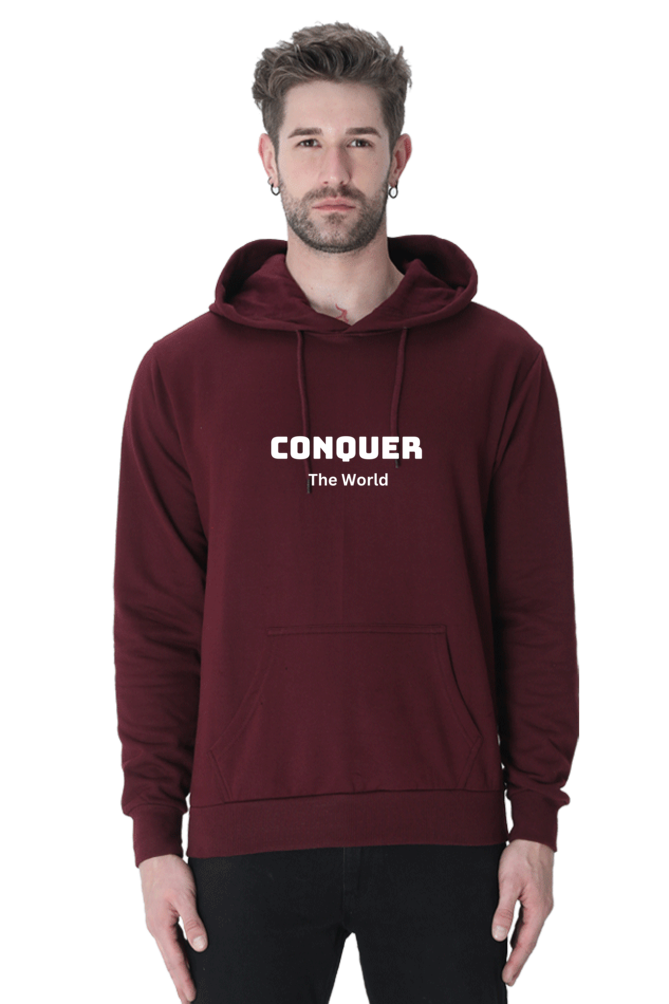 Conquer the world printed hoodies