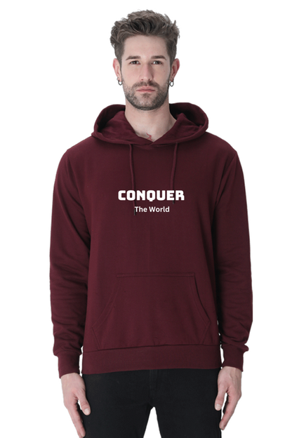 Conquer the world printed hoodies