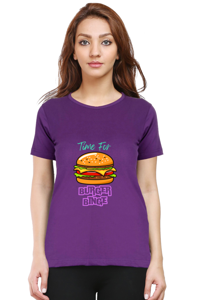 Burger binge printed women's tshirt