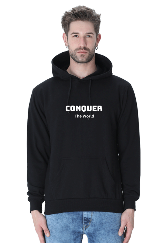 Conquer the world printed hoodies