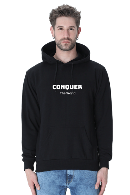 Conquer the world printed hoodies