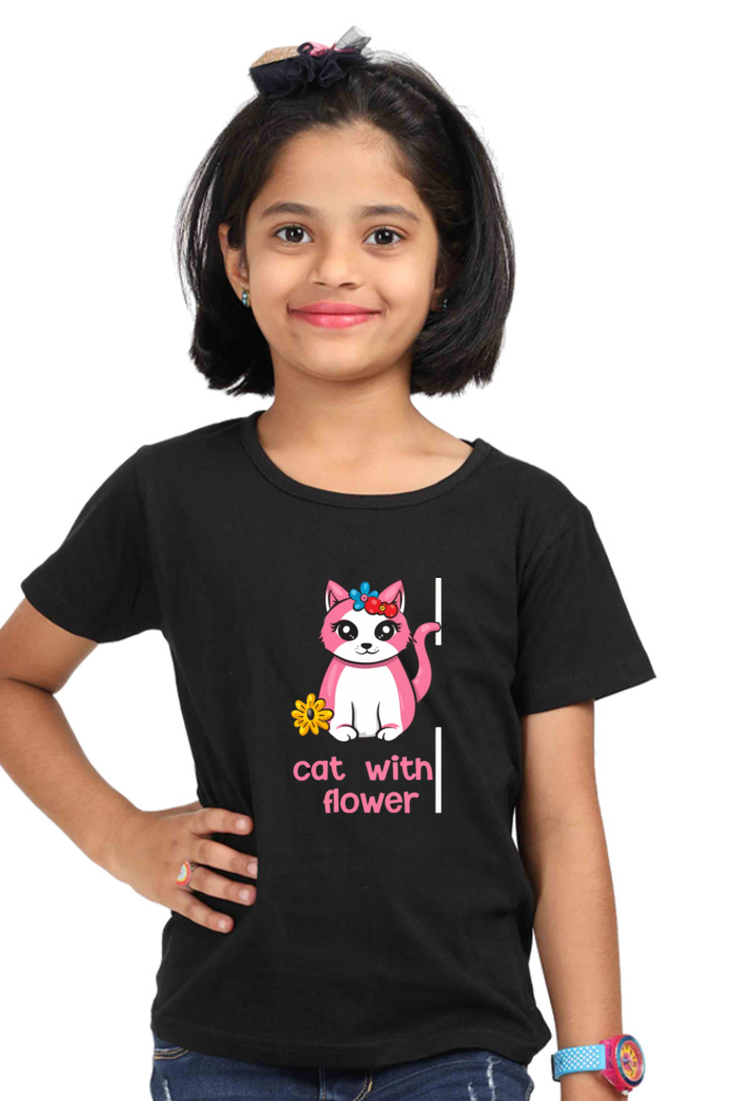 Cat Printed Cute Girls' Tops