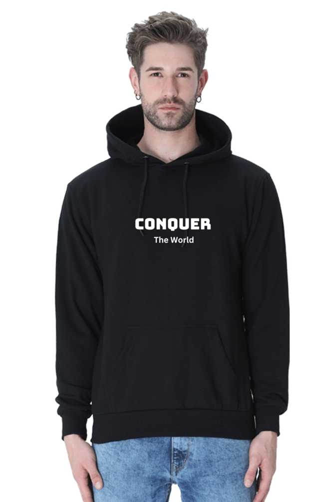 Conquer the world printed hoodies