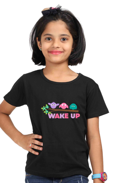 Brids Wakeup Printed Girl's T-Shirt