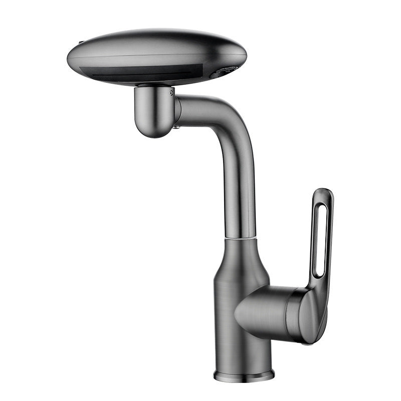 Chrome kitchen faucet on a white background