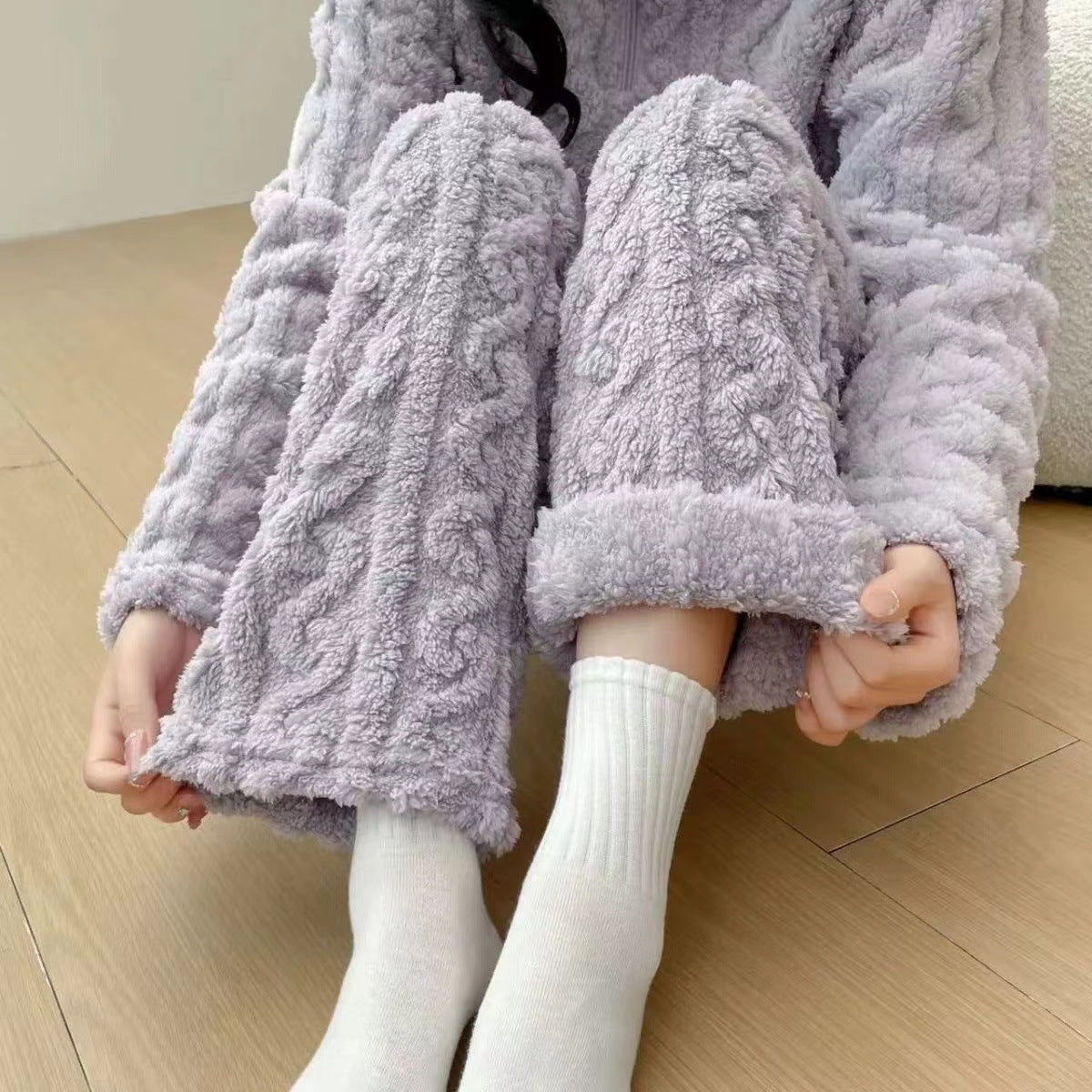 Autumn Winter Couple Pajamas – Thick Coral Fleece Zipper Loungewear & Sleepwear