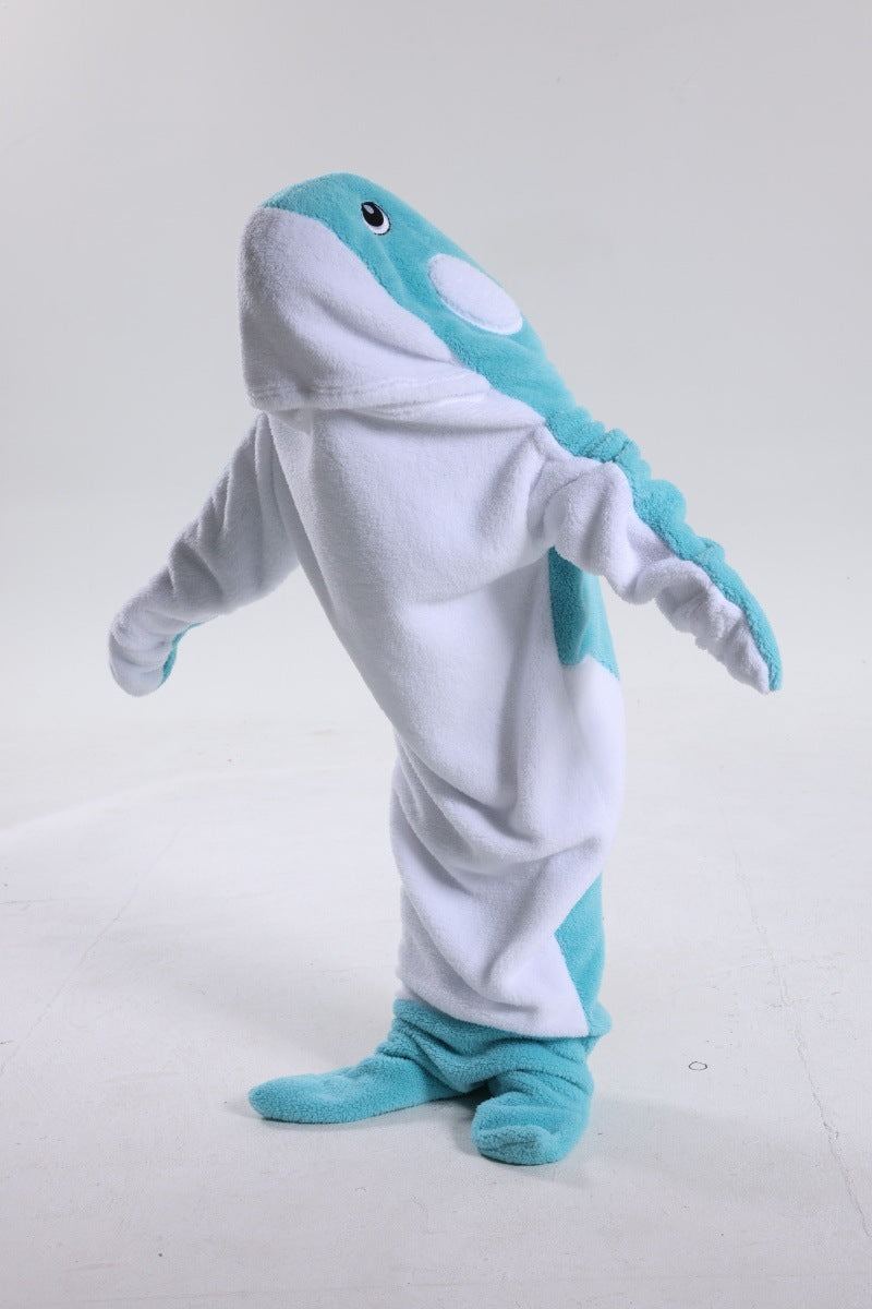 Dolphin & Shark Hooded Blanket – Soft Plush Sleeping Bag for Kids & Adults