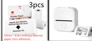 White printer paper roll and thermal printer with labels on a white background