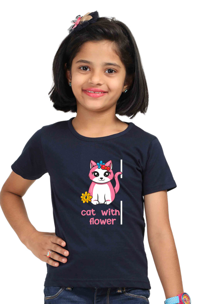 Cat Printed Cute Girls' Tops