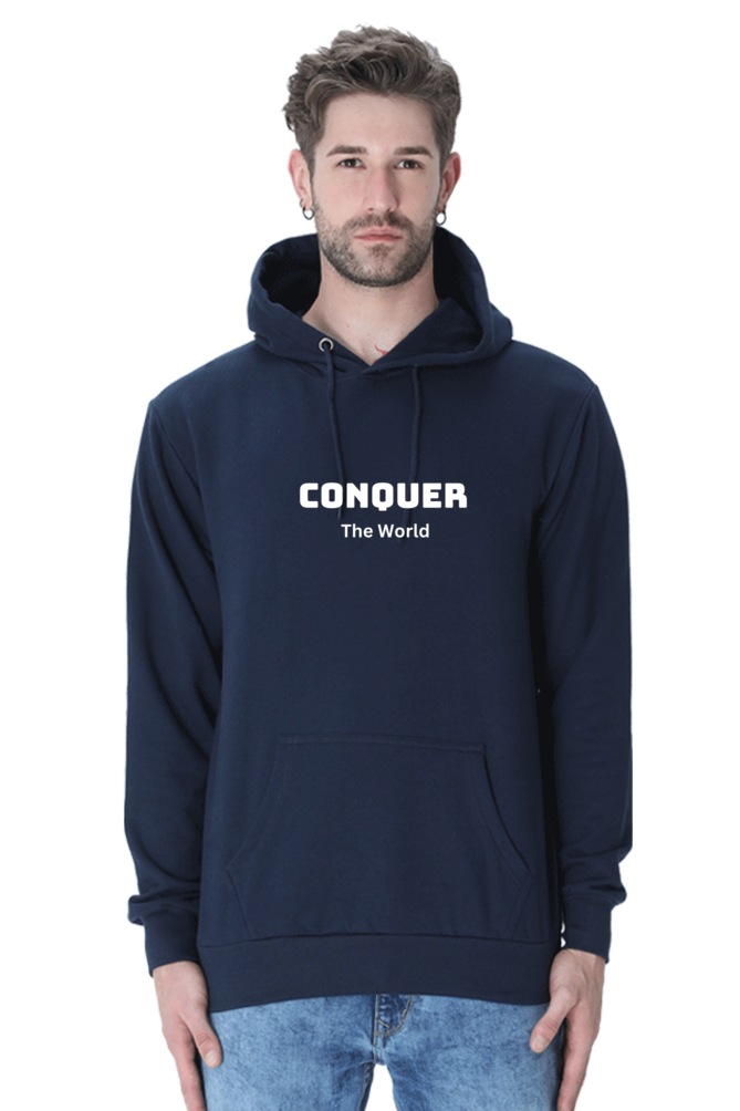 Conquer the world printed hoodies