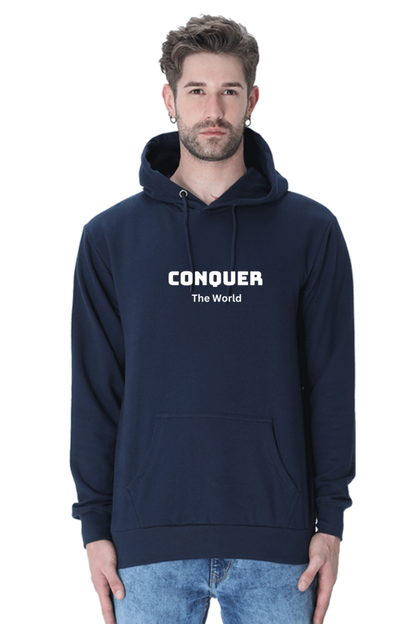 Conquer the world printed hoodies