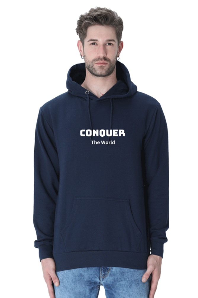 Conquer the world printed hoodies