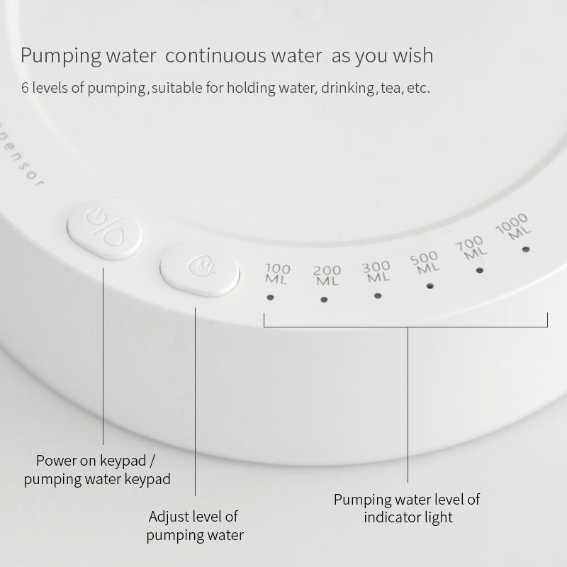Control panel of a water dispenser with pumping water levels and indicator lights.