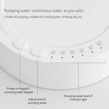 Control panel of a water dispenser with pumping water levels and indicator lights.