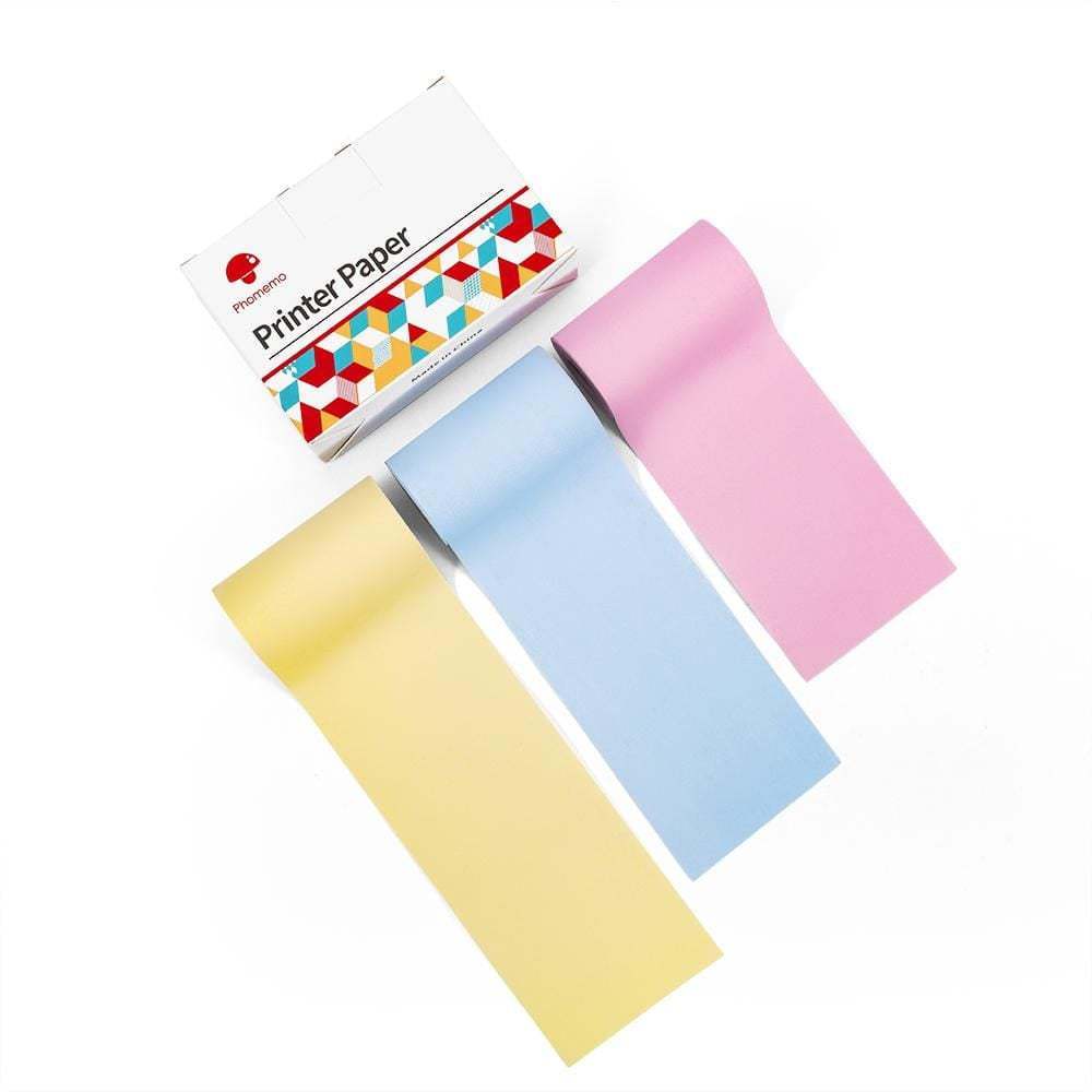 Colorful printer paper with a box labeled 'Printer Paper' on a white background