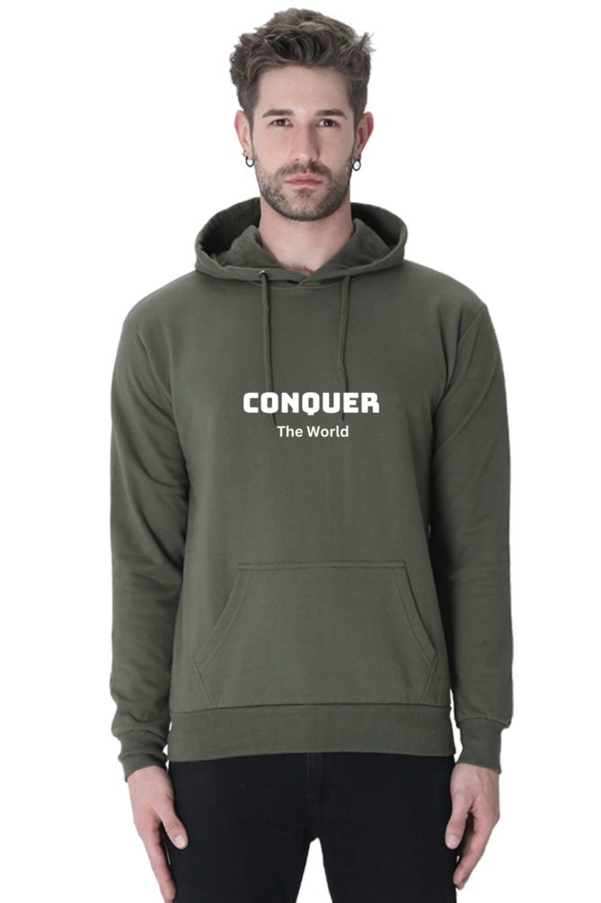 Conquer the world printed hoodies