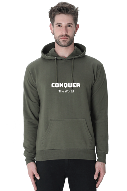 Conquer the world printed hoodies