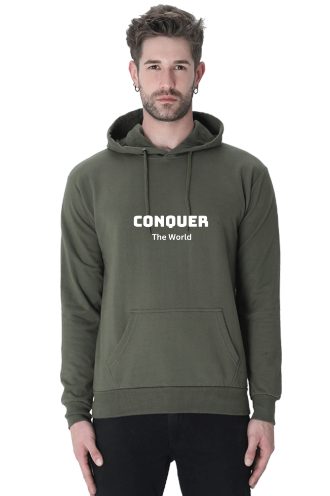 Conquer the world printed hoodies