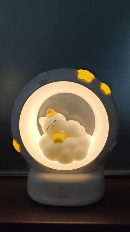 Sleeping Cat LED Night Light Lamp with Touch Control - Home Decor