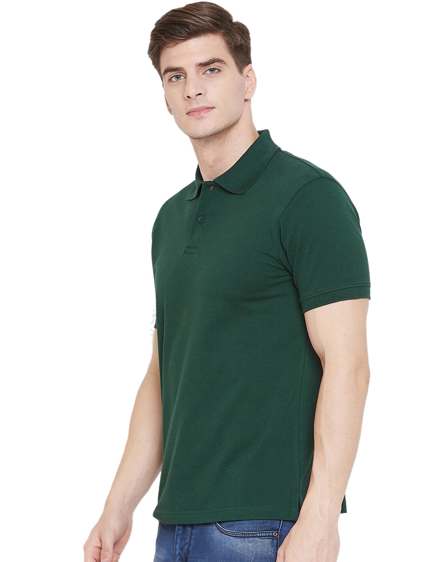 Cotton Blend Solid Half Sleeves Mens Polo Neck T-Shirt (Combo Pack of 4)