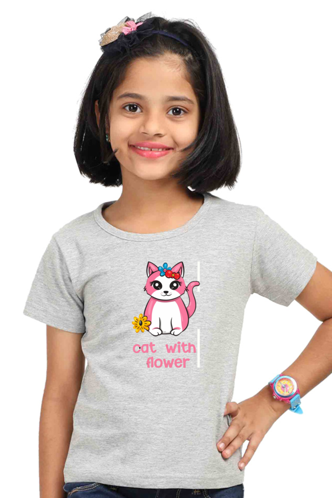 Cat Printed Cute Girls' Tops