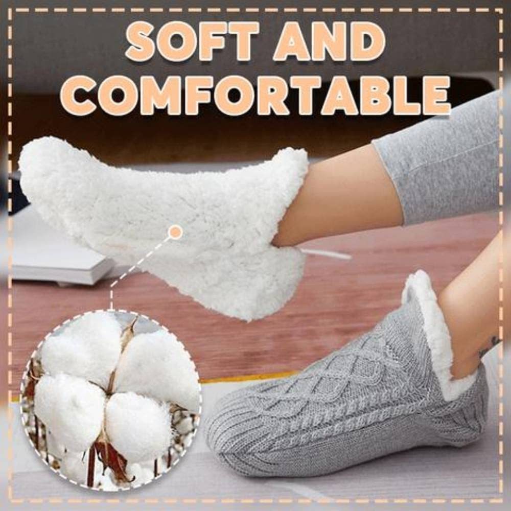 Winter Woolen Non-Slip Socks – Thick Warm Indoor Bedroom Slippers for Women & Men