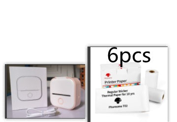 Roll of printer paper with a box labeled '6 pcs' on a white background