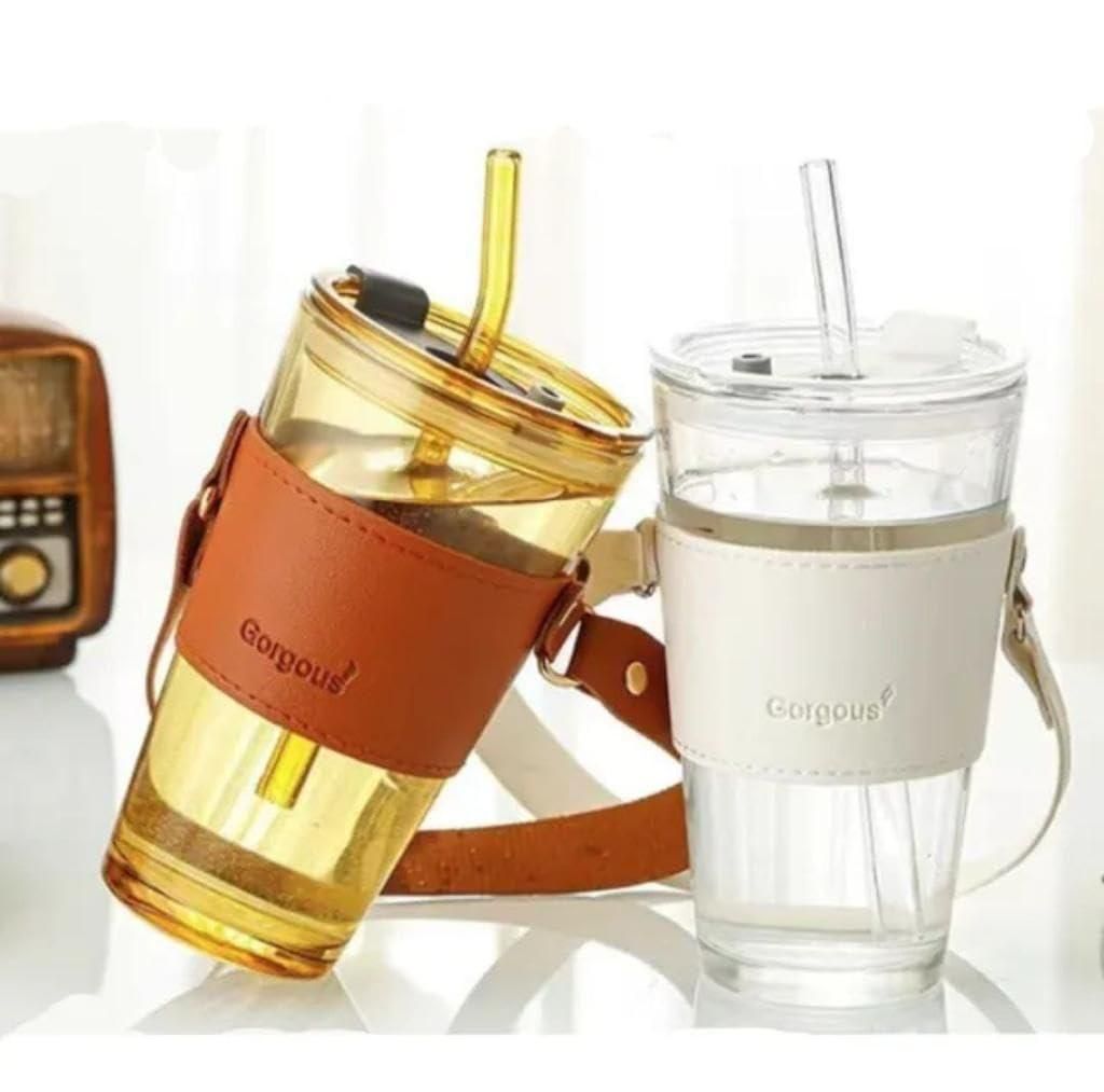 Glass Tumbler with Glass Straw and Lid - Drinkware Collections