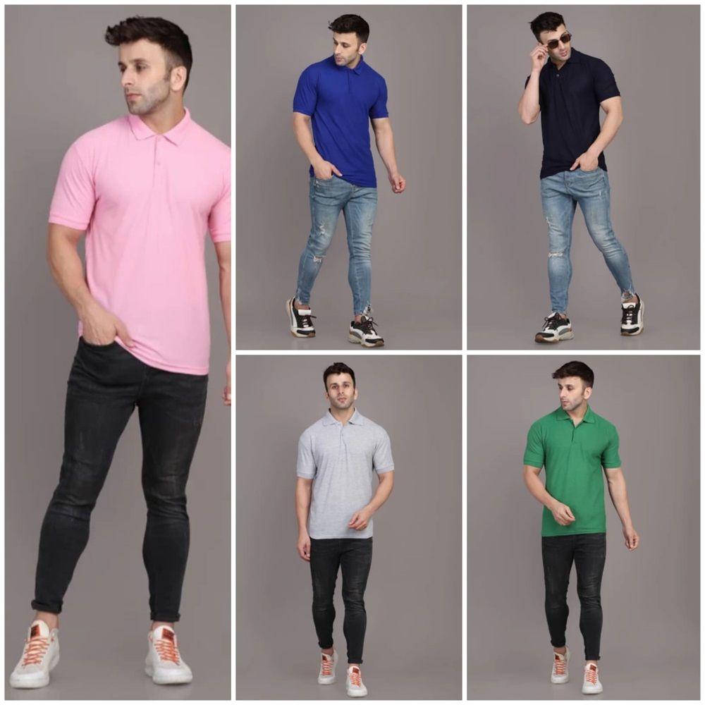 Men's Plain Pack Of 5 Half Sleeves Polo Neck T-shirt