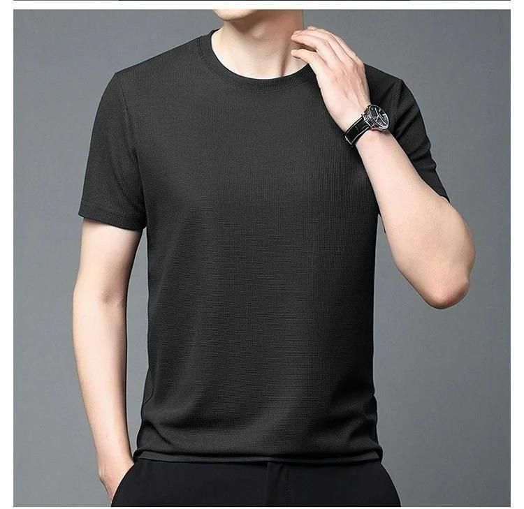 Polyester Stretchable Solid Half Sleeves Mens Plain Round Neck T-Shirt Pack Of 5