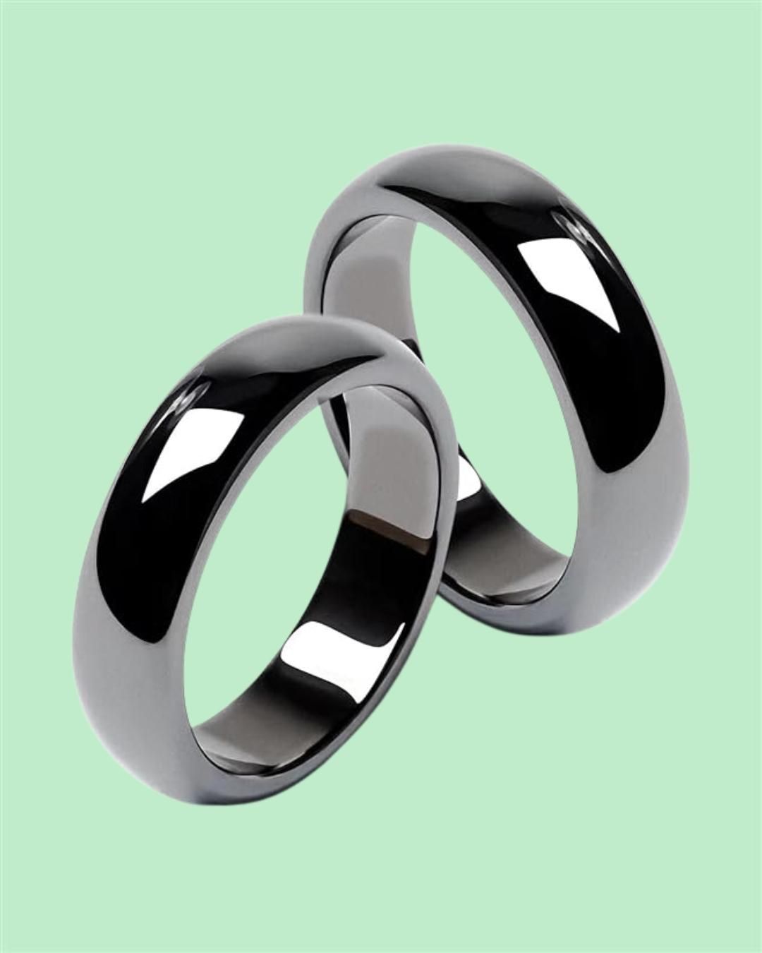 Unisex Black Rings Anxiety Balance Stone - Health Care