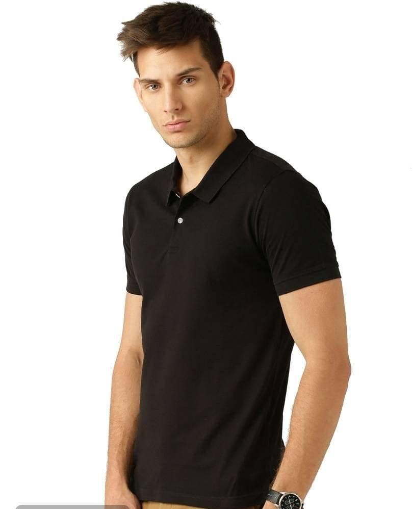 Cotton Blend Solid Half Sleeves Mens Plain Polo Neck T-Shirt (Pack of 4)