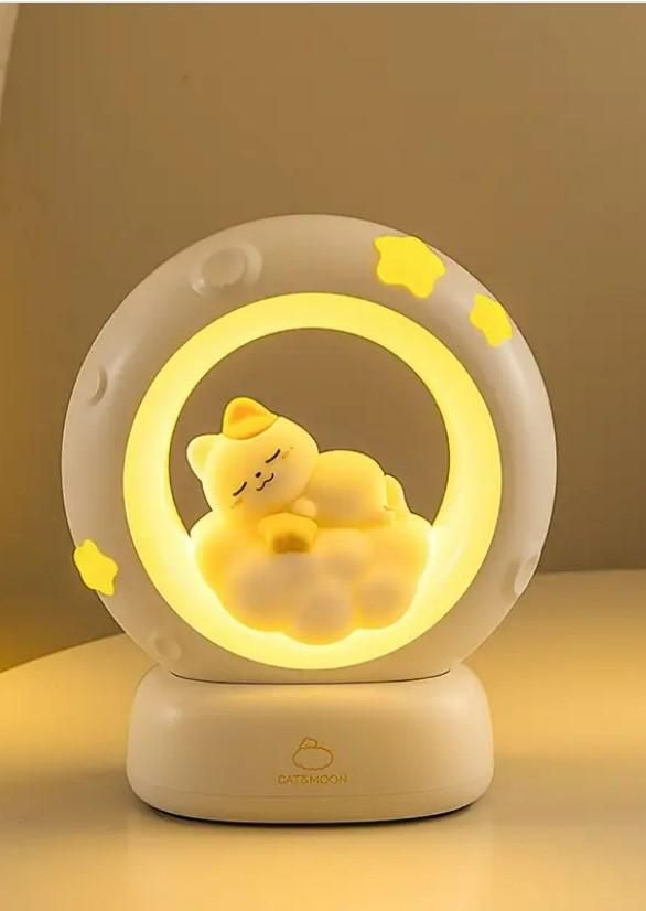 Sleeping Cat LED Night Light Lamp with Touch Control - Home Decor