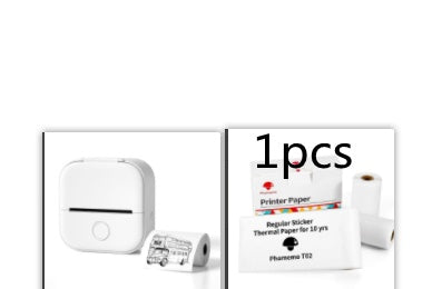 White printer with rolls of paper and a box labeled '1pcs Printer Paper' on a white background.