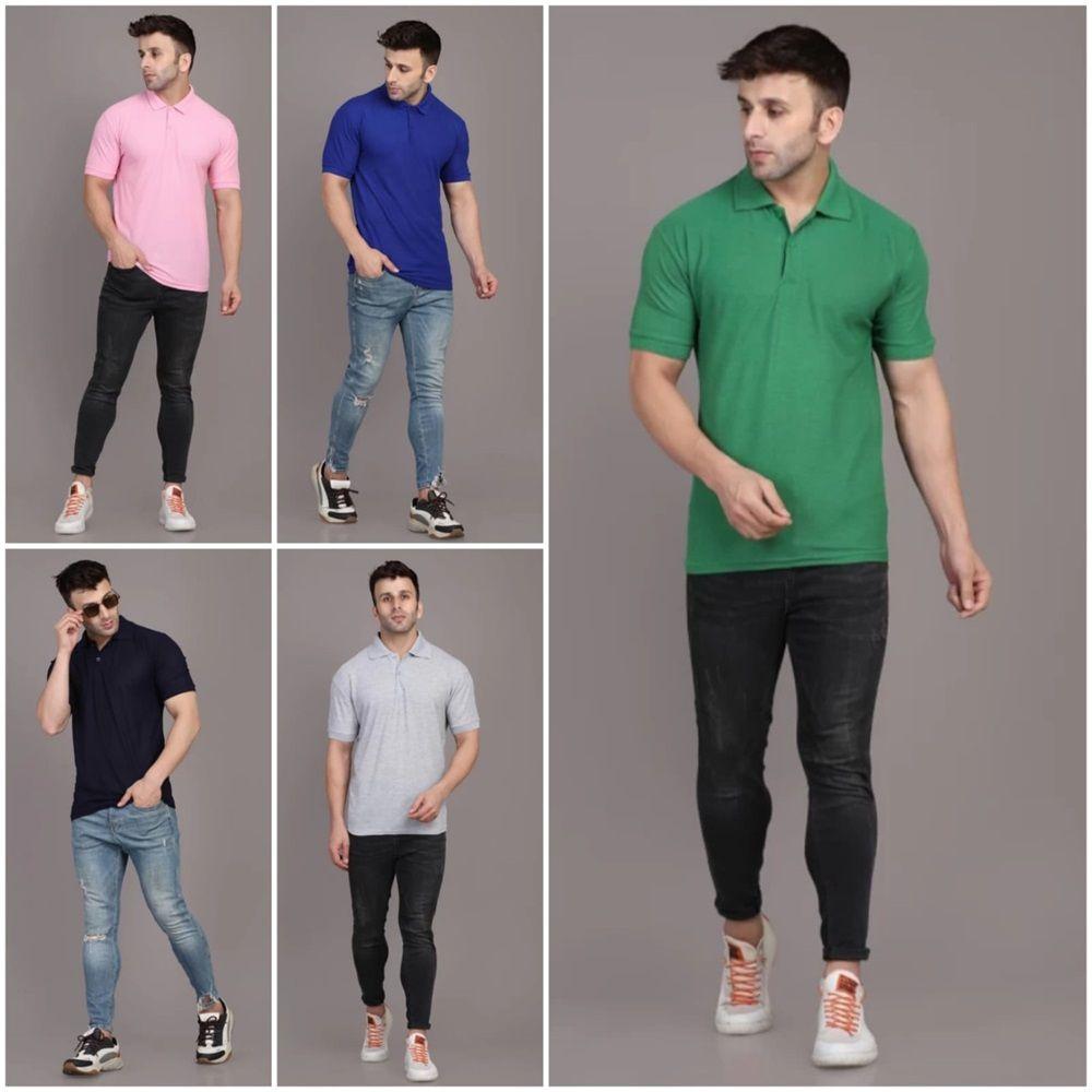 Men's Plain Pack Of 5 Half Sleeves Polo Neck T-shirt