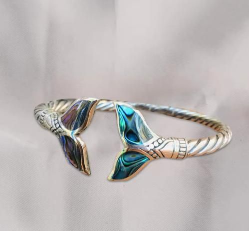 Abalone Shell Mermaid Tail Bangle Bracelet - Jewelry Sets